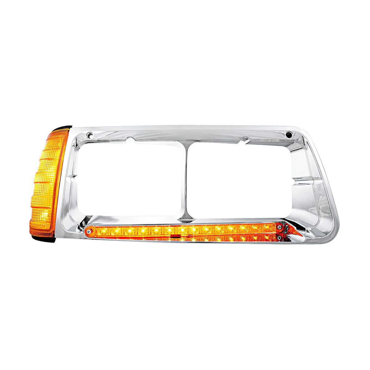 14 LED Headlight Bezel With Turn Signal For 1989-2009 Freightliner FLD - Passenger - Amber LED/Amber