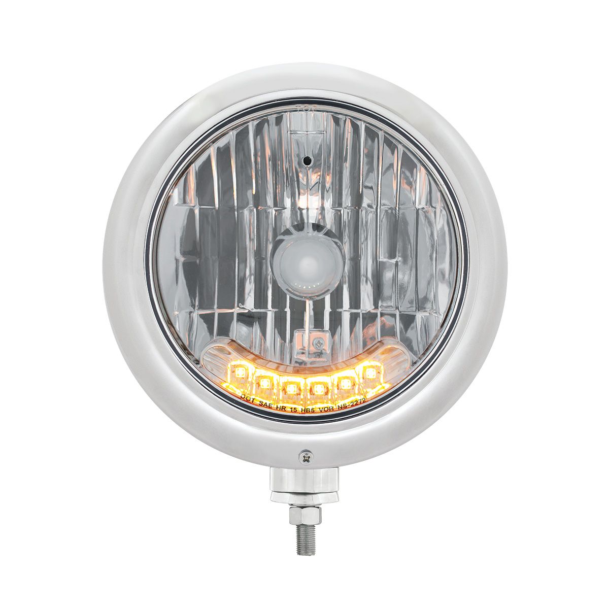 Stainless Steel Classic Headlight H4 Bulb With 6 Amber LED