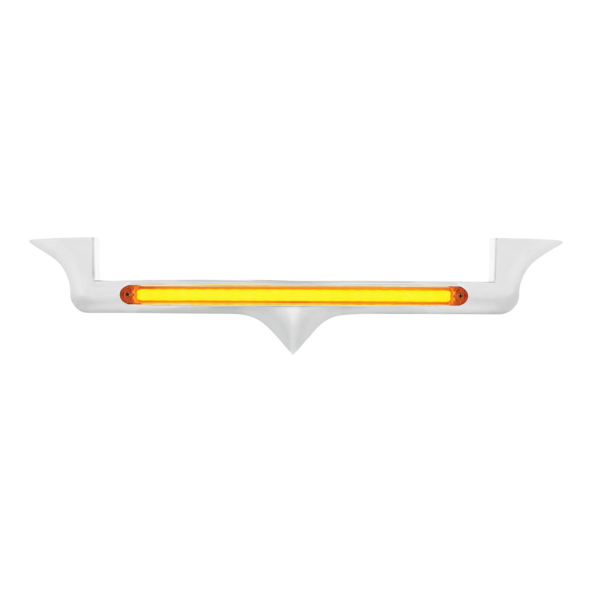 Chrome Hood Emblem Trim With 24 LED GloLight Bar For Kenworth - Amber LED/Amber Lens