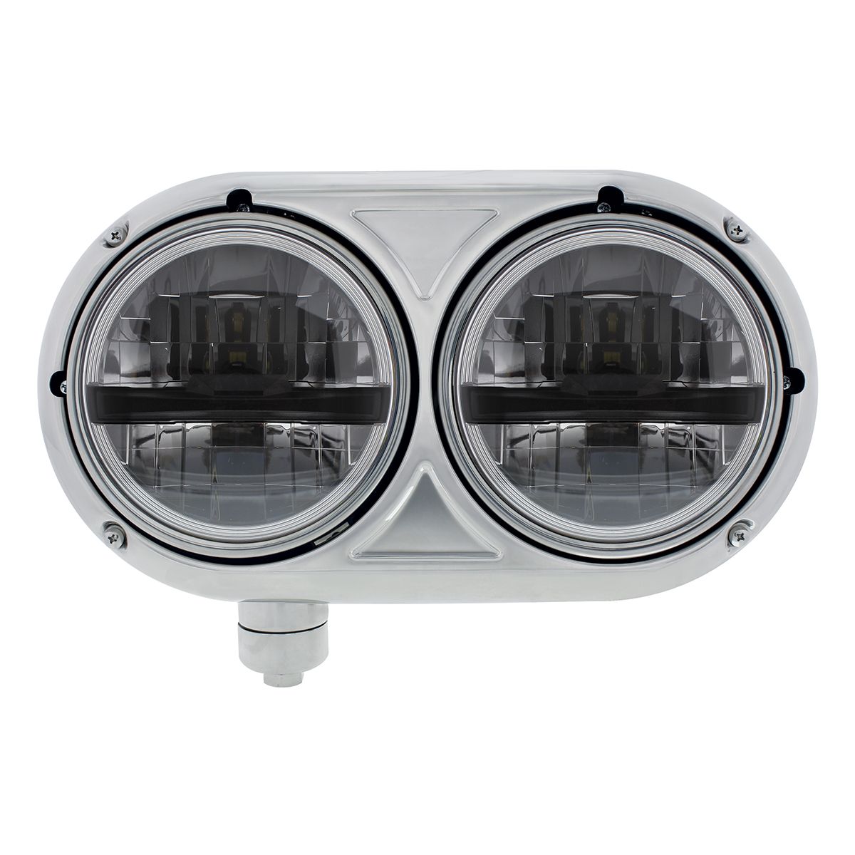 Headlight Assembly With 304 SS Housing & LED Headlights With Black Inner Bar For Peterbilt 359 - Dri