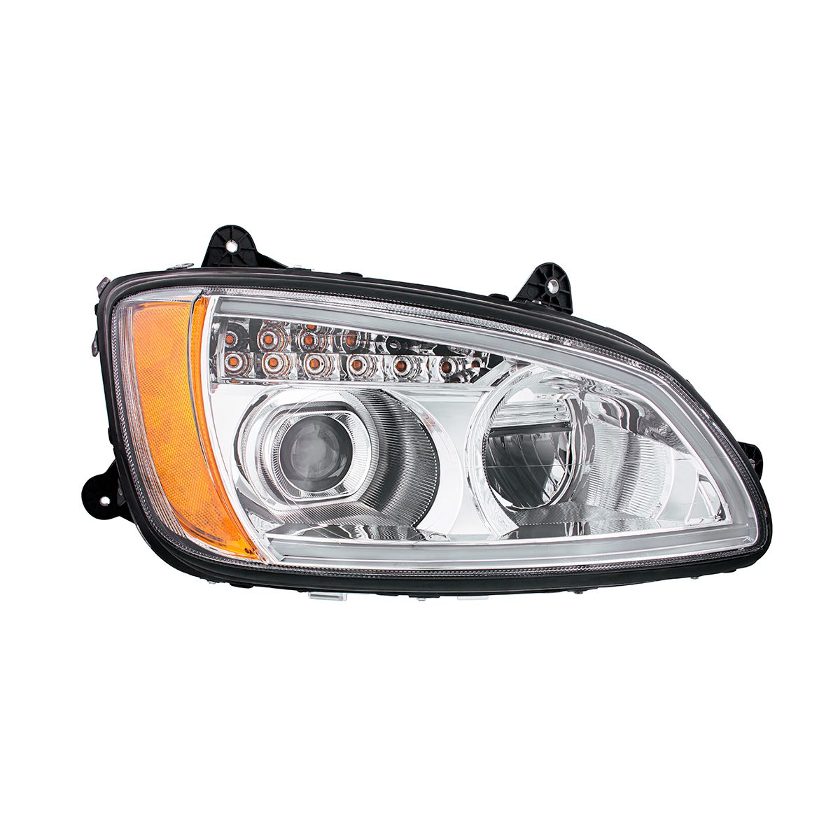Chrome Full LED Projection Headlight With Turn Signal & Position Light Bar For 2008-2017 Kenworth T6