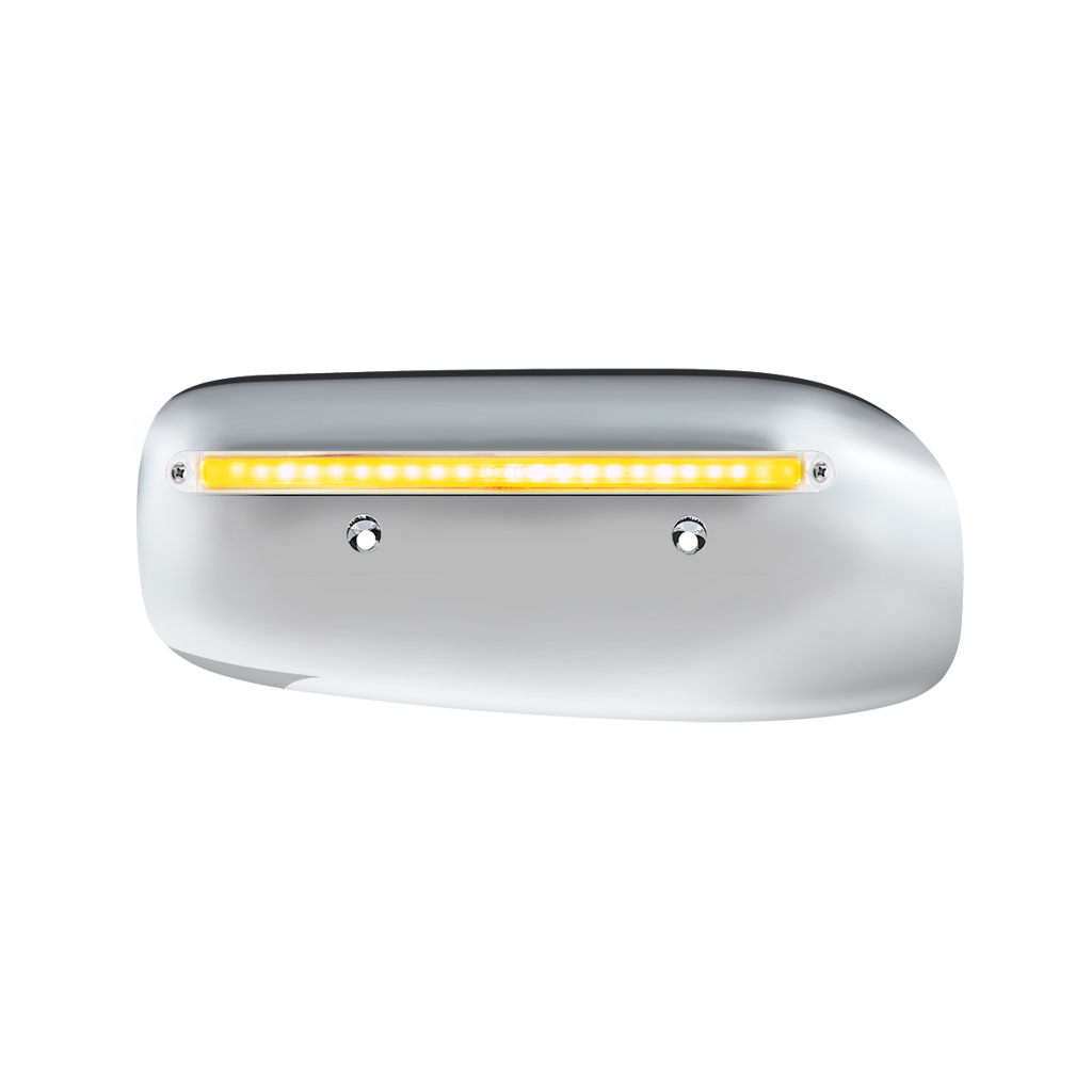 24 LED GloLight Rear Headlight Housing Cover For 2008-2023 Peterbilt 389 (Driver)- Amber LED/Clear L