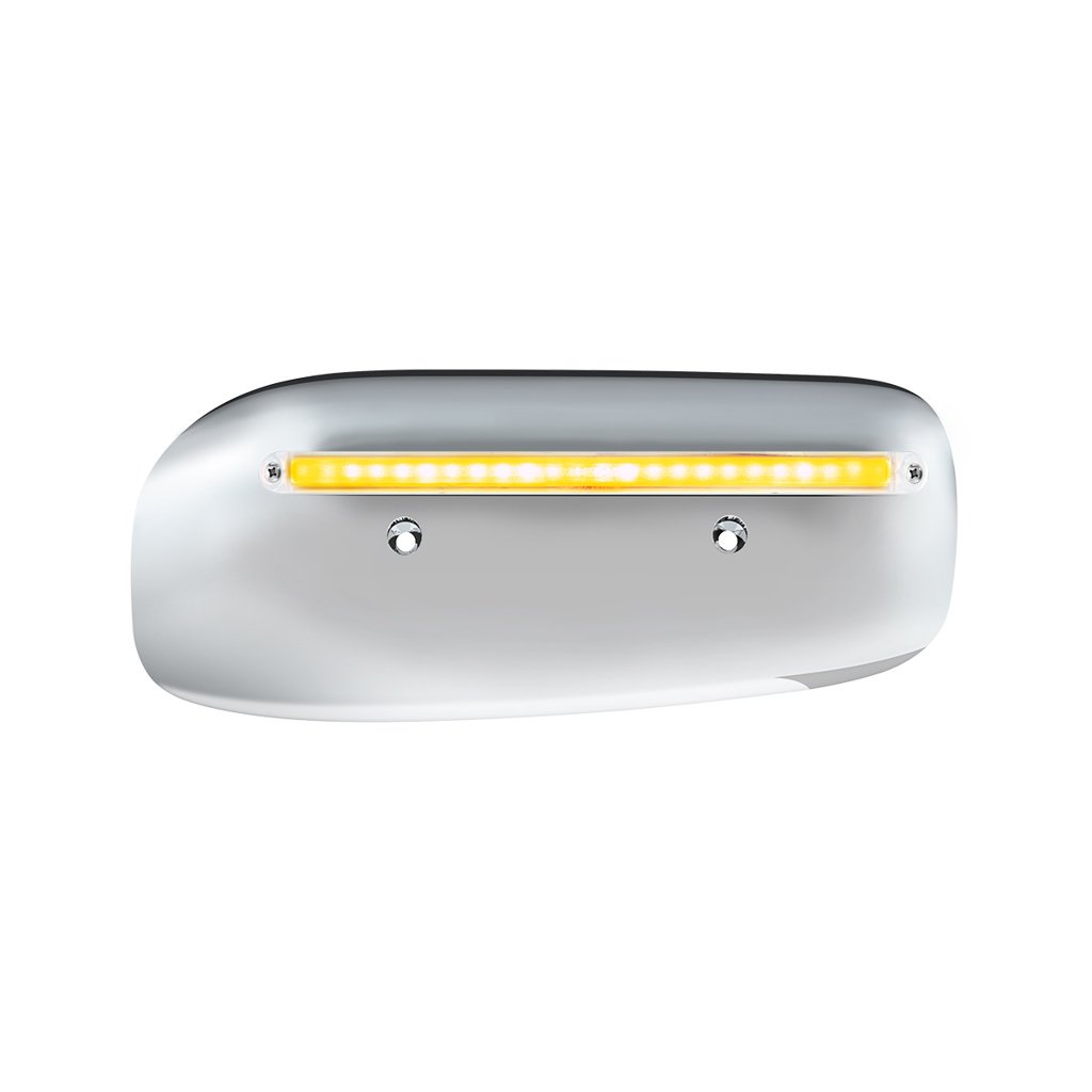 24 LED GloLight Rear Headlight Housing Cover For 2008-2023 Peterbilt 389 (Passenger)- Amber LED/Clea