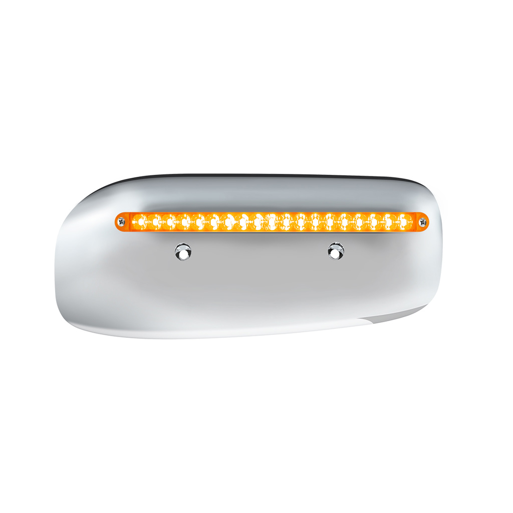 19 LED Rear Headlight Housing Cover For 2008-2023 Peterbilt 389 (Passenger)-Amber LED/Lens