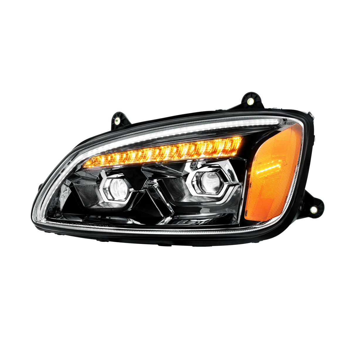 LED Blackout Projection Headlight With Sequential Turn Signal For 2008-2017 Kenworth T660-Driver