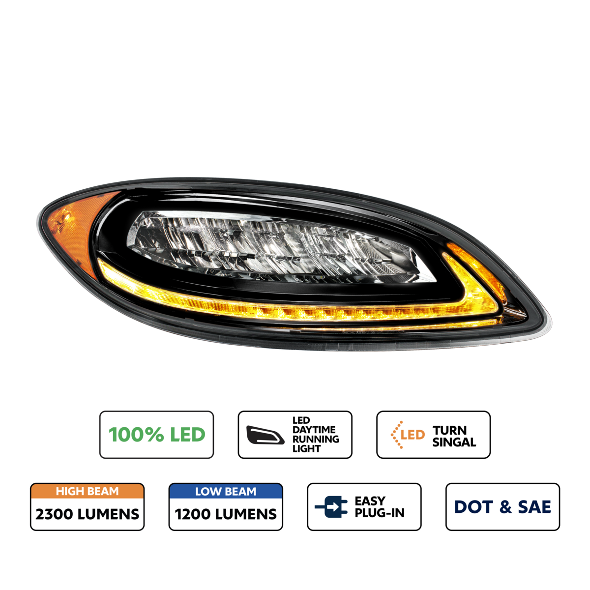 High Power 12 LED Blackout Headlight With 23 LED Dual Color Light Bar For 2006-2017 International Pr