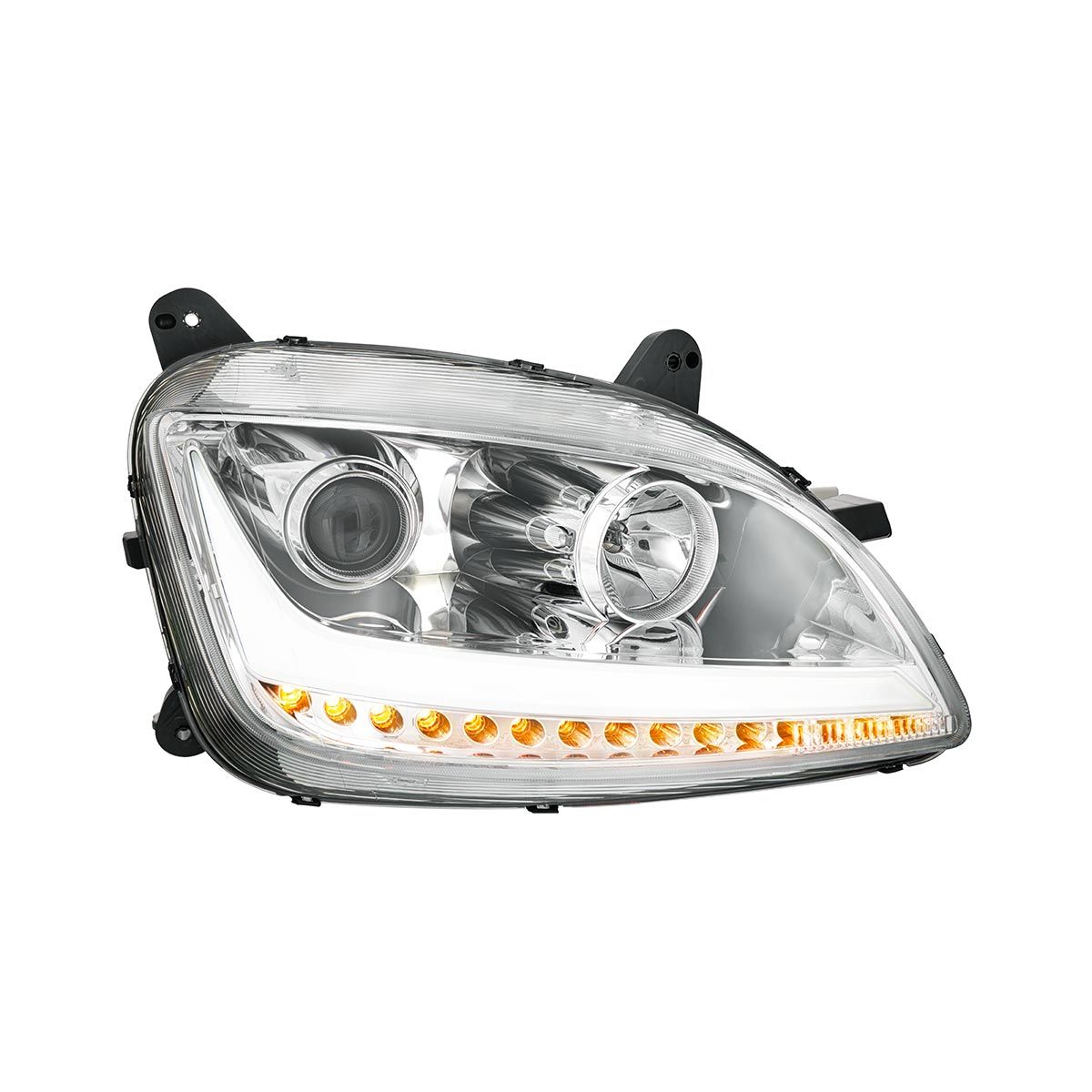 Chrome Projection Headlight With LED Position Light & Sequential Signal For 2012-2021 Peterbilt 579-