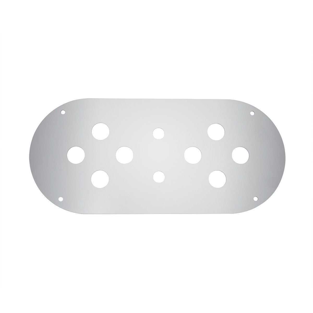 Stainless Steel Above Door Dome Light Plate With 8 x 3/4" Mini Light Cutouts For Kenworth & Peterbil