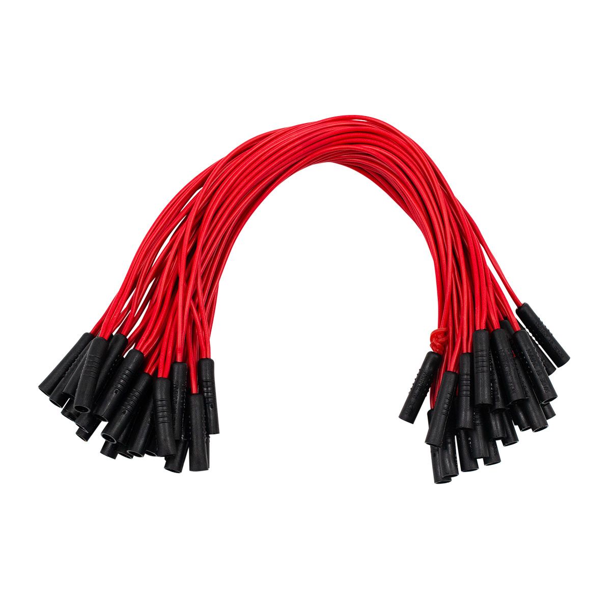 0.180" Female Plug Red Wire Harness With 50 Plugs-12" Lead (Bulk)