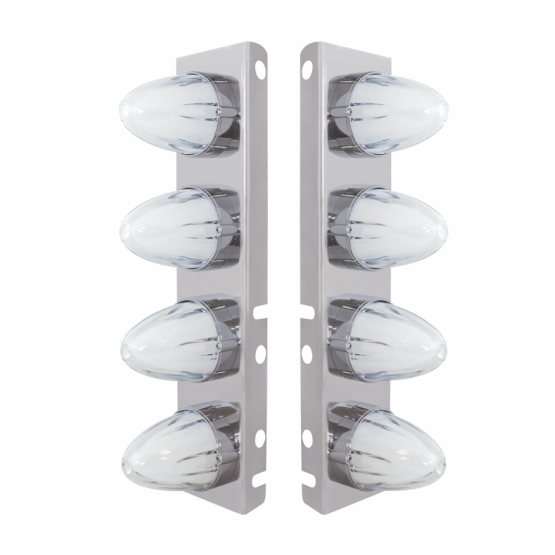 SS Front Air Cleaner Bracket With 8X 9 Amber LED Dual Function Watermelon GloLight For Peterbilt-Cle