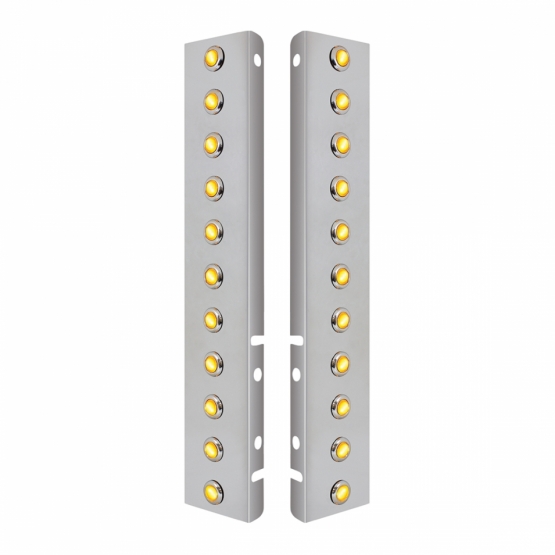 SS Front Air Cleaner Bracket With 22X 3 Amber Hi/Lo LED 3/4" Mini Crystal Lights & SS Bezels For Pet