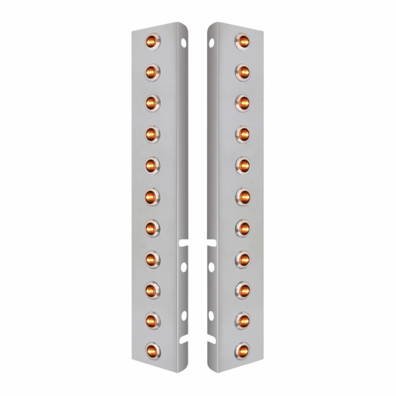 SS Front Air Cleaner Bracket With 22X 3 Amber LED Dual Function 3/4" Mini Lights & SS Bezels For Pet