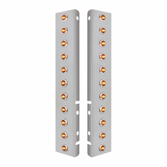 SS Front Air Cleaner Bracket With 22X 3 Amber LED Dual Function 3/4" Mini Lights & SS Bezels For Pet