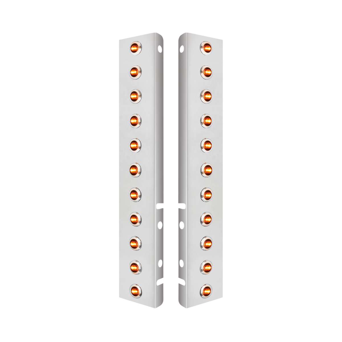 SS Front Air Cleaner Bracket With 22X 3 Amber LED 3/4" Mini Lights & SS Bezels For Peterbilt-Amber L