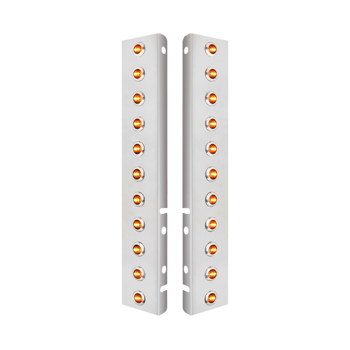 SS Front Air Cleaner Bracket With 22X 3 Amber LED 3/4" Mini Lights & SS Bezels For Peterbilt-Clear L