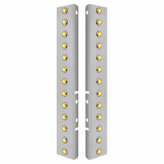 SS Front Air Cleaner Bracket With 26X 3 Amber Hi/Lo LED 3/4" Mini Crystal Lights & SS Bezels For Pet