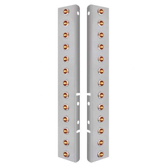 SS Front Air Cleaner Bracket With 26X 3 Amber LED Dual Function 3/4" Mini Lights & SS Bezels For Pet