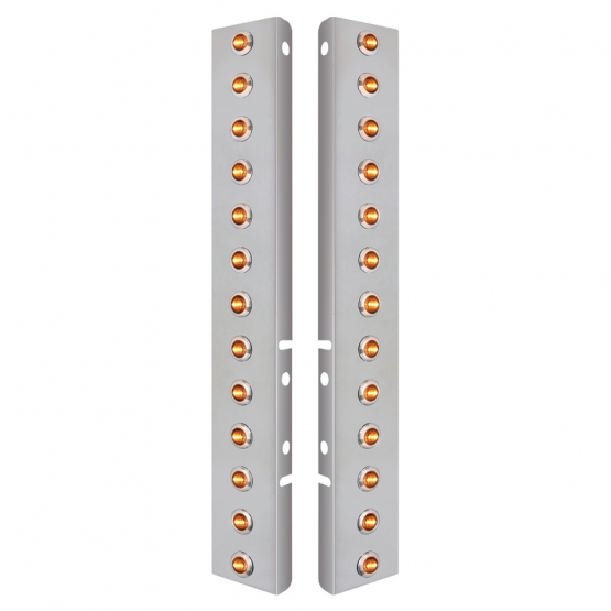 SS Front Air Cleaner Brkt With 26X 3 Amber LED Dual Function 3/4" Mini Lights & SS Bezels For Peterb