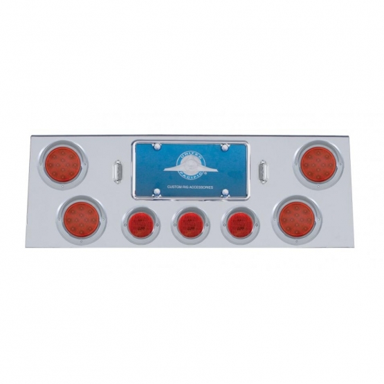 SS Rear Center Panel With 4X 12 LED 4" Reflector Light & 3X 13 LED 2-1/2" Light & Visor -Red LED & L