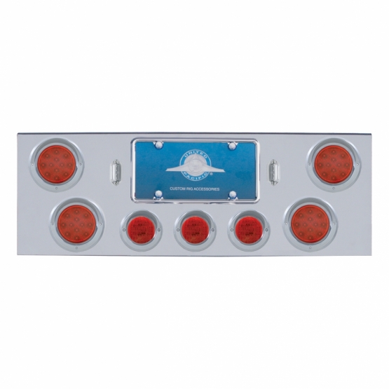 CR Rear Center Panel With 4X 12 LED 4" Reflector Lights & 3X 13 LED 2-1/2" Lights & Visors -Red LED