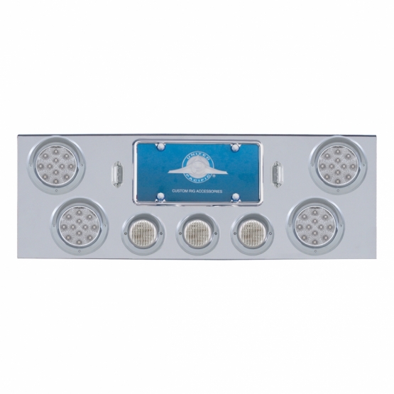 CR Rear Center Panel With 4X LED 4" Reflector Lights & 3X LED 2-1/2" Lights & Visors -Red LED/Clear