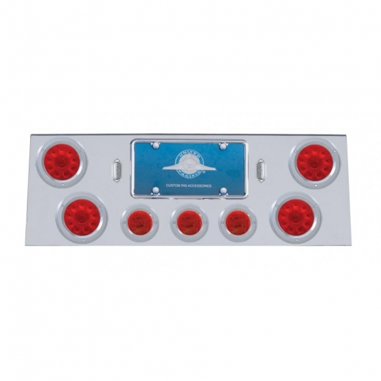 SS Rear Center Panel With 4X 10 LED 4" Lights & 3X 13 LED 2-1/2" Lights & Bezel -Red LED & Lens