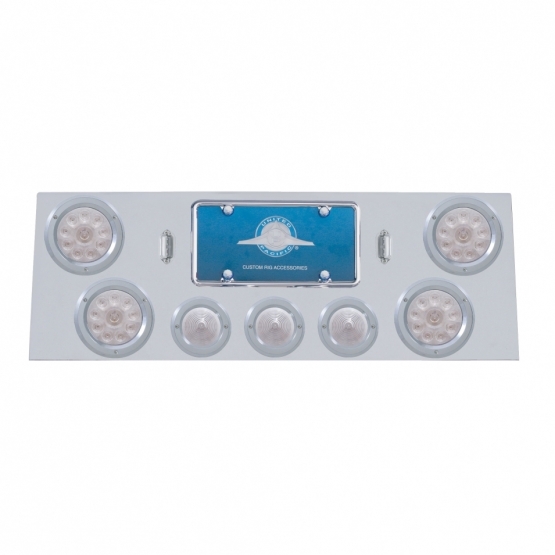 SS Rear Center Panel With 4X 10 LED 4" Light & 3X 13 LED 2-1/2" Beehive Light+Bezel-Red LED/Clear Le