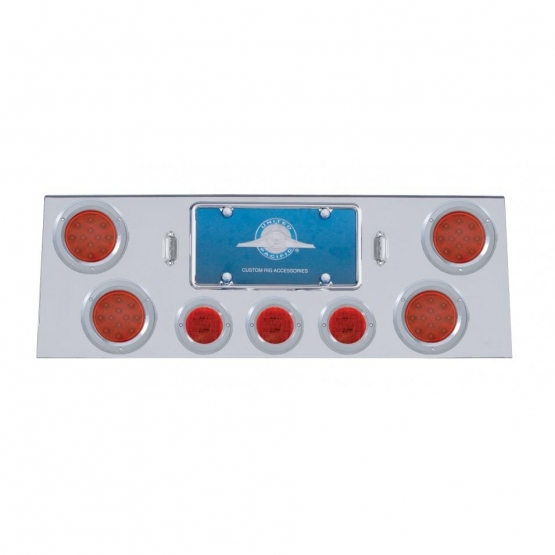 SS Rear Center Panel With 4X 12 LED 4" Reflector Light & 3X 13 LED 2-1/2" Light & Bezel -Red LED & L