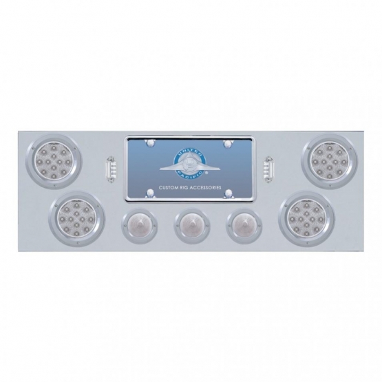 SS Rear Center Panel +4X LED 4" Refl. Light & 3X LED 2-1/2" Beehive Light & Bezel-Red LED/Clear Lens