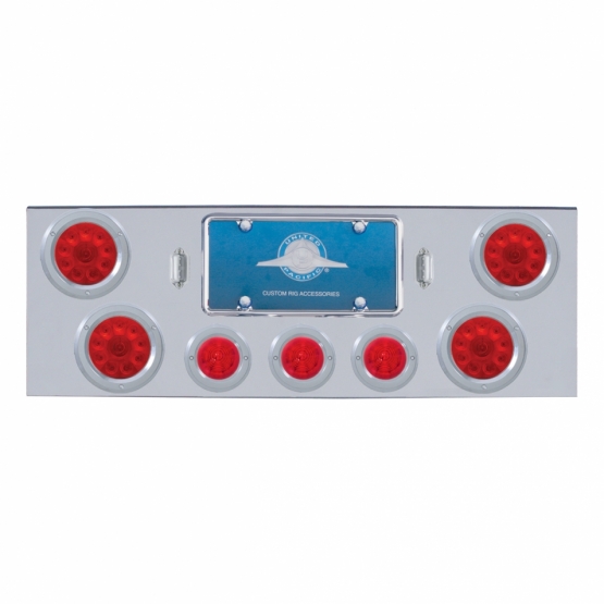 CR Rear Center Panel With 4X 10 LED 4" Lights & 3X 13 LED 2-1/2" Beehive Lights & Bezel -Red LED & L