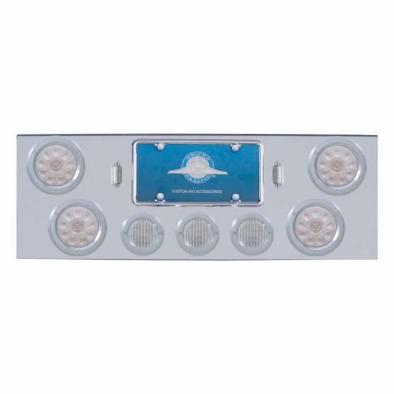 CR Rear Center Panel With 4X 10 LED 4" Lights & 3X 13 LED 2-1/2" Lights & Bezel -Red LED/Clear Lens