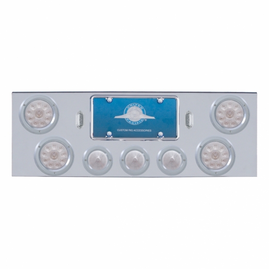 CR Rear Center Panel With 4X LED 4" Lights & 3X LED 2-1/2" Beehive Lights & Bezel -Red LED/Clear Len