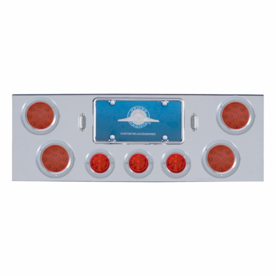 CR Rear Center Panel With 4X 12 LED 4" Reflector Lights & 3X 13 LED 2-1/2" Beehive Lights -Red LED &