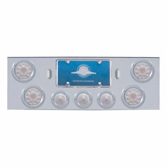 CR Rear Center Panel With 4X LED 4" Reflector Lights & 3X LED 2-1/2" Beehive Lights -Red LED/Clear L