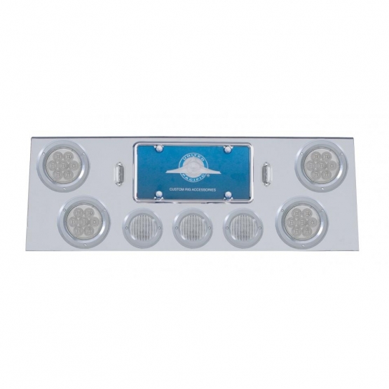 SS Rear Center Panel With 4X 7 LED 4" Reflector Lights & 3X 13 LED 2-1/2" Lights -Red LED/Clear Lens