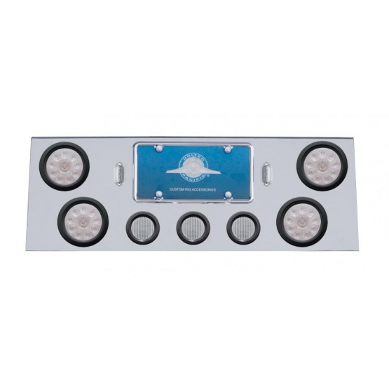 SS Rear Center Panel With 4X 10 LED 4" Lights & 3X 13 LED 2-1/2" Lights -Red LED/Clear Lens