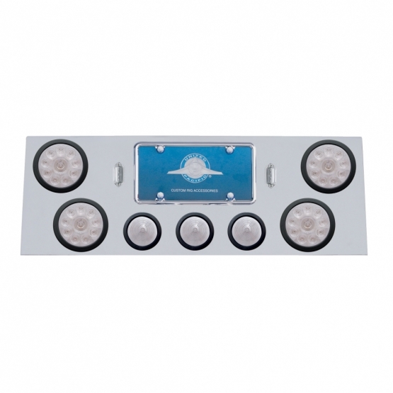 SS Rear Center Panel With 4X 10 LED 4" Lights & 3X 13 LED 2-1/2" Beehive Lights -Red LED/Clear Lens