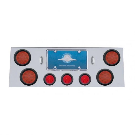 SS Rear Center Panel With 4X 12 LED 4" Reflector Light & 3X 13 LED 2-1/2" Beehive Light -Red LED & L