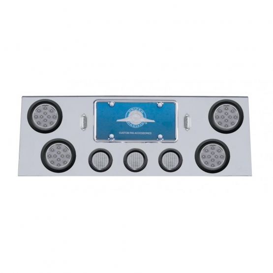 SS Rear Center Panel With 4X 12 LED 4" Reflector Lights & 3X 13 LED 2-1/2" Lights -Red LED/Clear Len