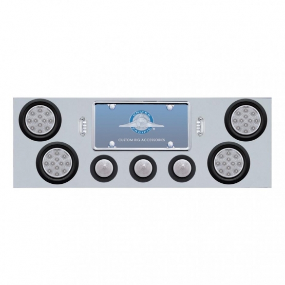 SS Rear Center Panel With 4X 12 LED 4" Reflector Light & 3X 13 LED 2-1/2" Beehive Light -Red LED/Cle