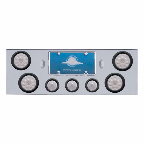 CR Rear Center Panel With 4X 10 LED 4" Lights & 3X 13 LED 2-1/2" Beehive Lights -Red LED/Clear Lens