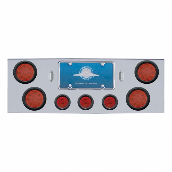 CR Rear Center Panel With 4X 12 LED 4" Reflector Lights & 3X 13 LED 2-1/2" Lights -Red LED & Lens