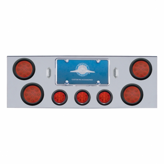 CR Rear Center Panel With 4X LED 4" Reflector Lights & 3X LED 2-1/2" Beehive Lights & Bezel -Red LED