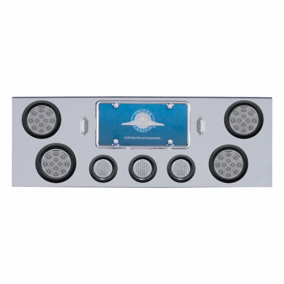 CR Rear Center Panel With 4X 12 LED 4" Reflector Lights & 3X 13 LED 2-1/2" Lights -Red LED/Clear Len