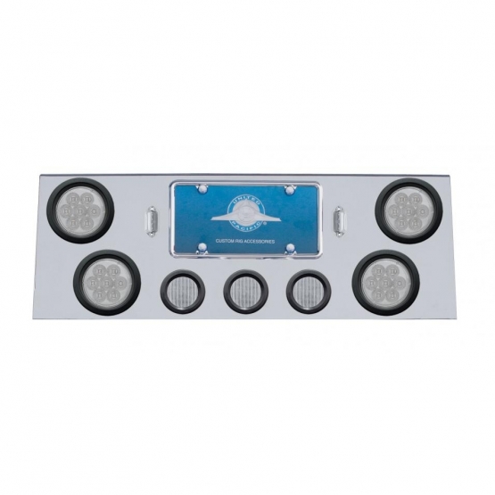 SS Rear Center Panel With 4X 7 LED 4" Reflector Lights & 3X 13 LED 2-1/2" Lights -Red LED/Clear Lens