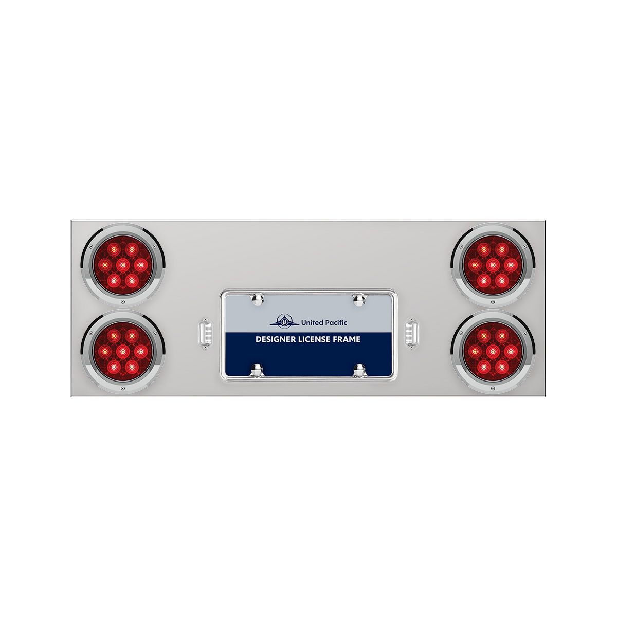 33-3/4" Stainless Rear Center Panel With Four 7 LED 4" Light & Bezel - Red LED/Red Lens - Competitio