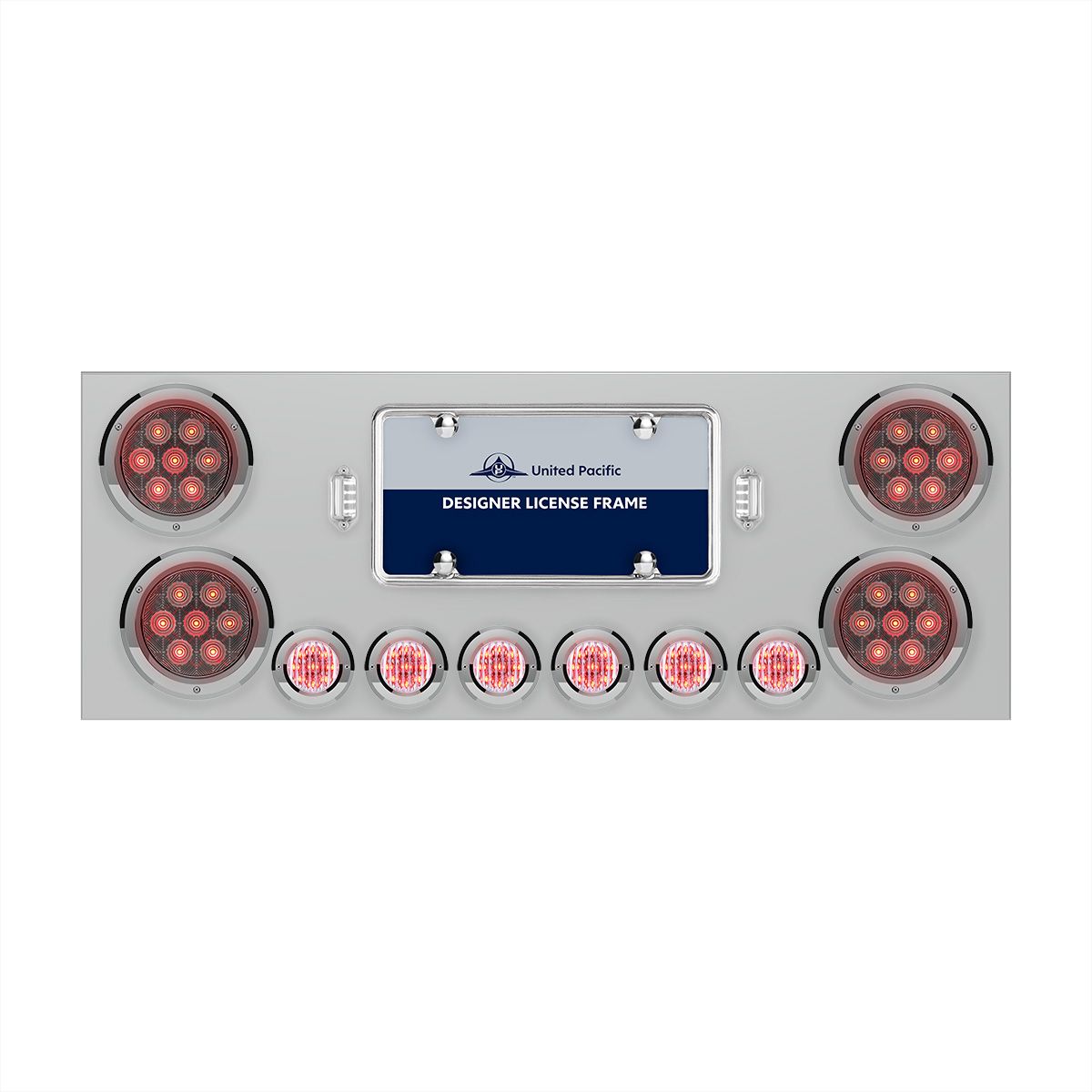SS Rear Center Panel With 4X Red LED 4" Light & 6X Red LED 2" Light & Bezel -Clear Lens -Comp. Serie