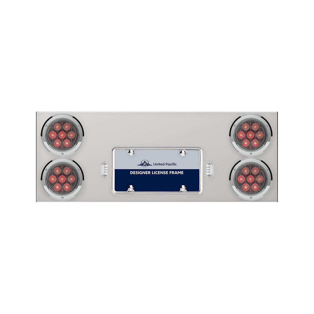 33-3/4" Stainless Rear Center Panel With Four 7 LED 4" Light & Bezel - Red LED/Clear Lens - Competit