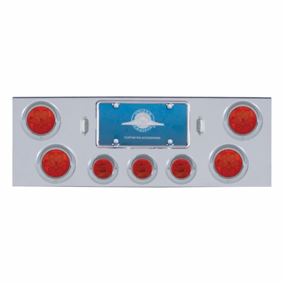 CR Rear Center Panel With 4X 7 LED 4" Reflector Light & 3X 13 LED 2-1/2" Light & Visor-Red LED & Len