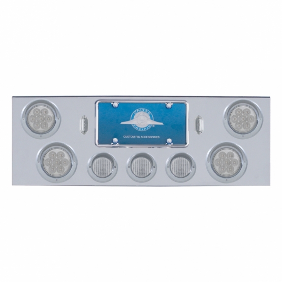 CR Rear Center Panel With 4X 7 LED 4" Reflector Light & 3X 13 LED 2-1/2" Light & Visor-Red LED/Clear